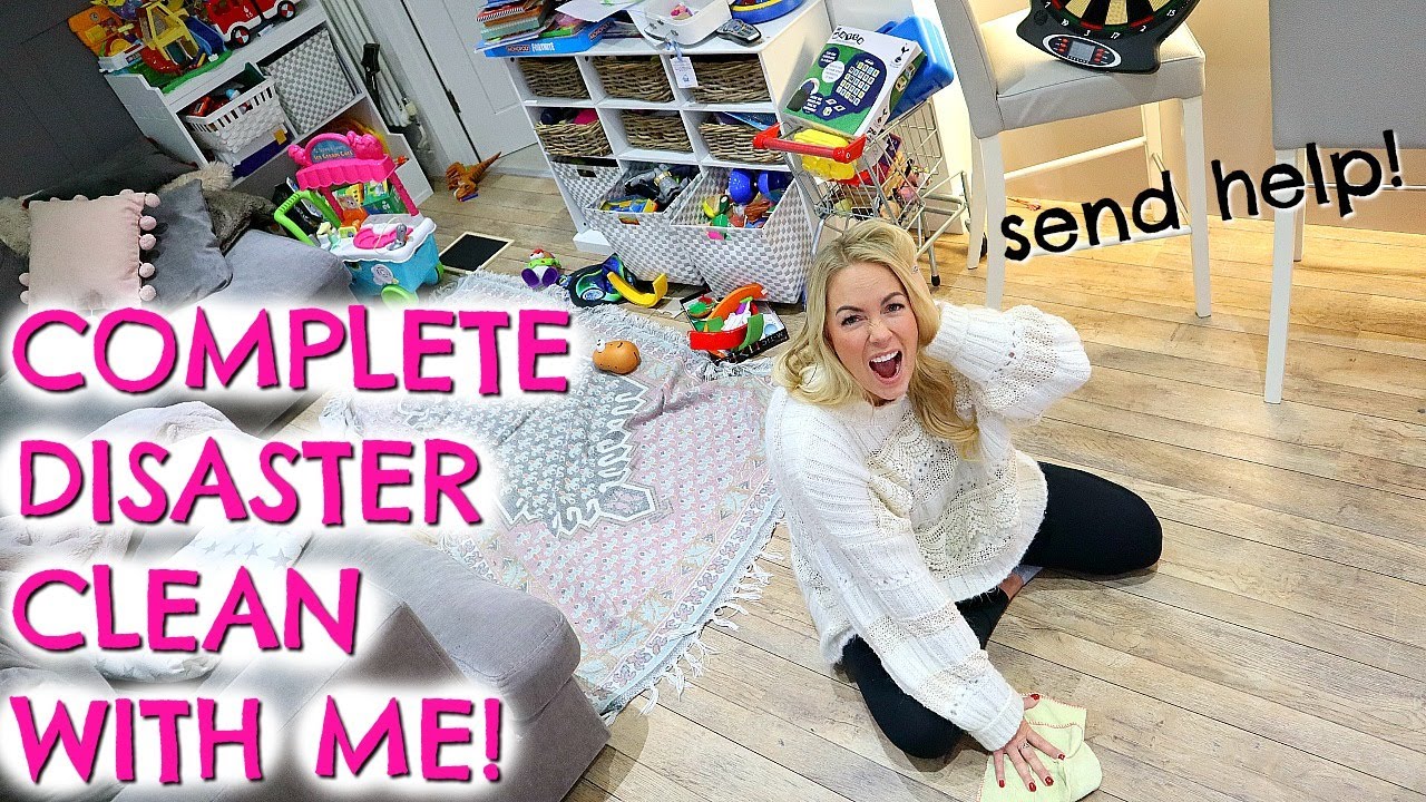 COMPLETE DISASTER CLEANING MOTIVATION!  SPEED CLEANING WITH KIDS  | Emily Norris