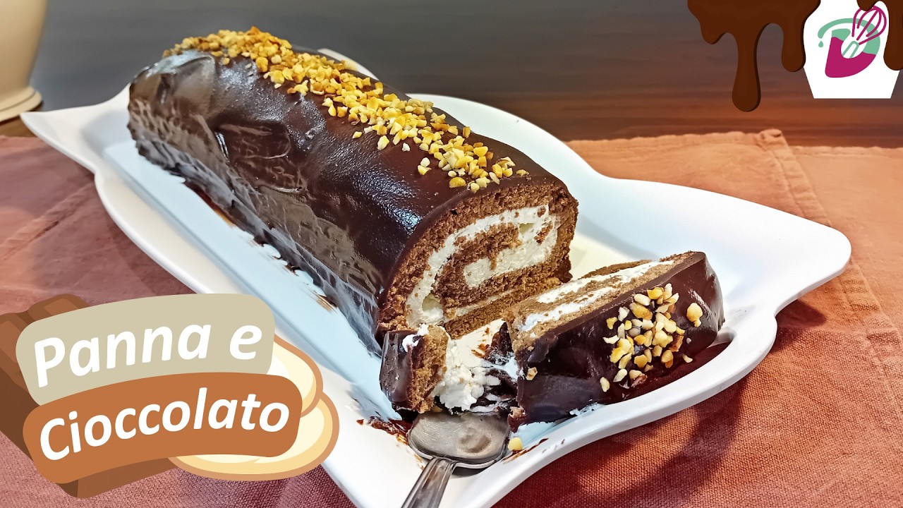 🍫🍰 ROTOLO CACAO PANNA e CIOCCOLATO 🍰🍫 | Ricetta della pasta biscotto al cacao!