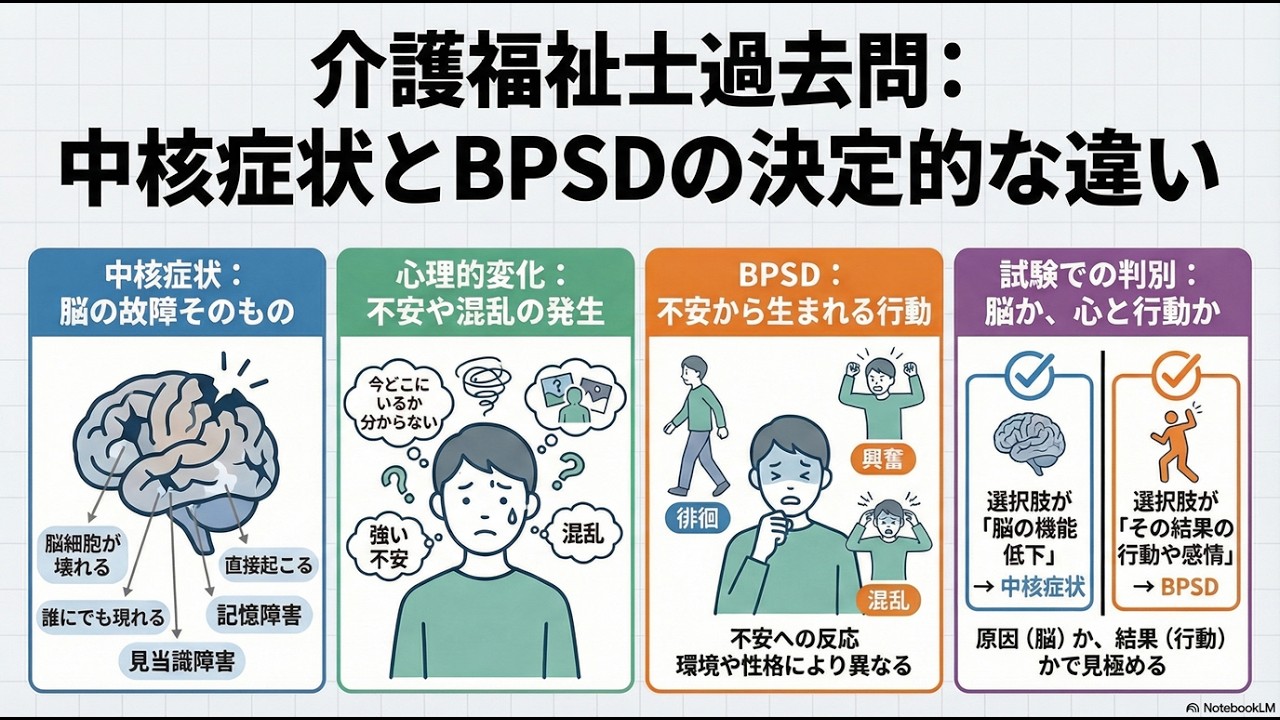 認知症の「中核症状」と「BPSD」を完璧に見分ける！【介護福祉士国家試験】
