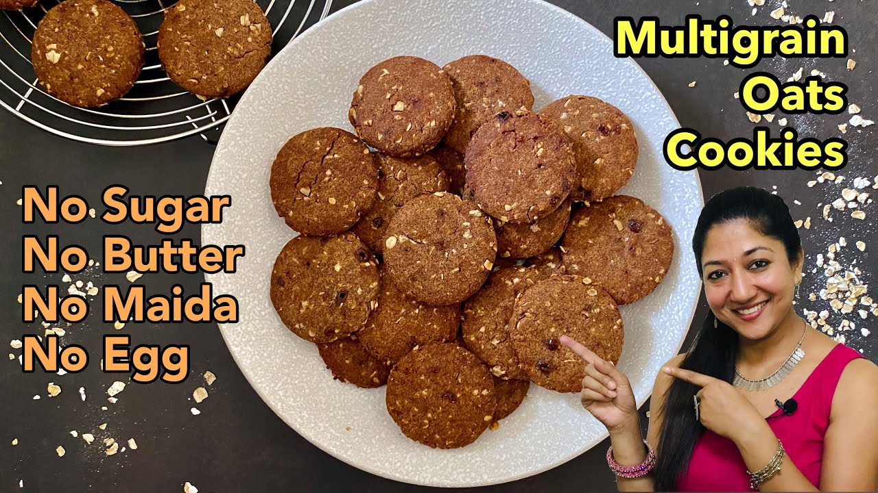 Multigrain Cookies (No Sugar, No Butter No Egg) Ragi & Oats Cookies | Aarums Kitchen |