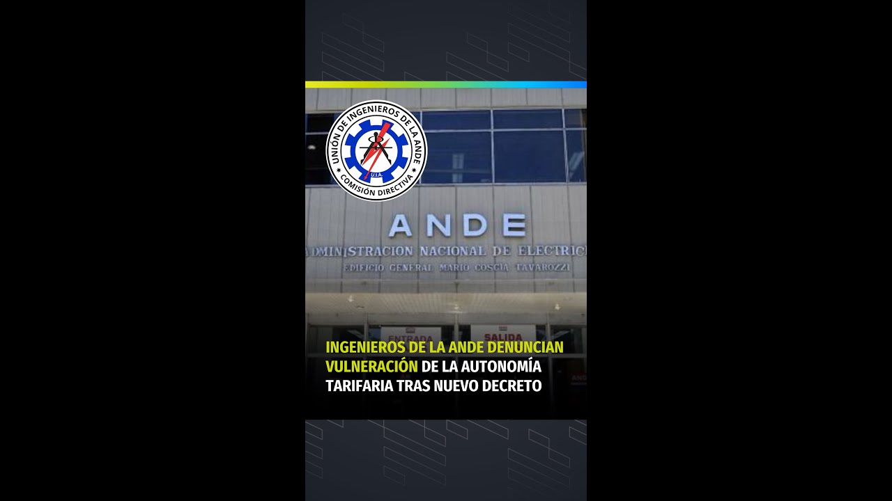 Ingenieros de la ANDE denuncian vulneración de la autonomía tarifaria tras nuevo decreto