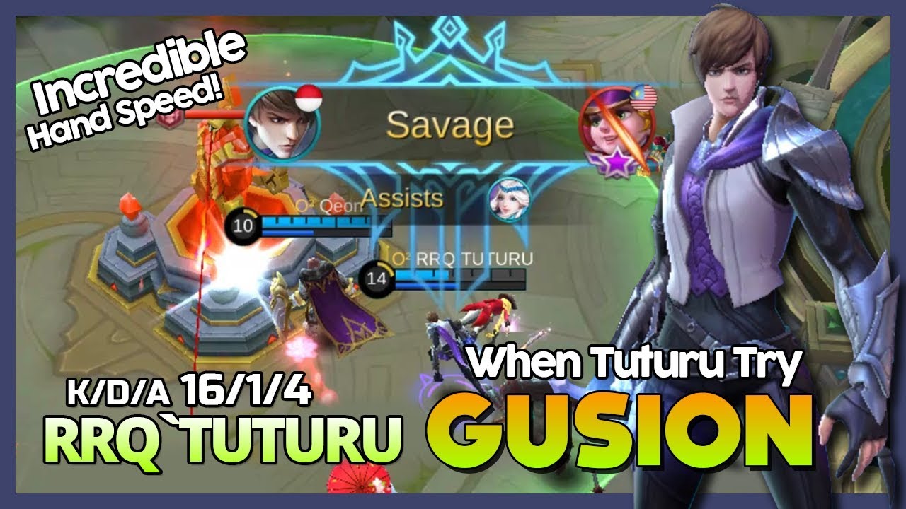 Epic Savage! When RRQ`Tuturu Play Gusion 'You Need Skill not Skin' Incredible Control ~ MLBB
