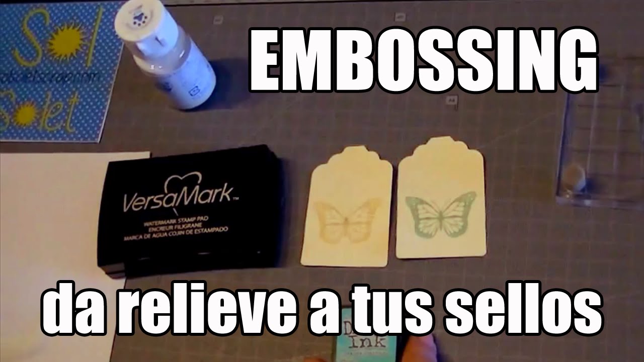 Dar relieve con los polvos de embossing transparentes + tinta Versamark + tinta color. [2021]