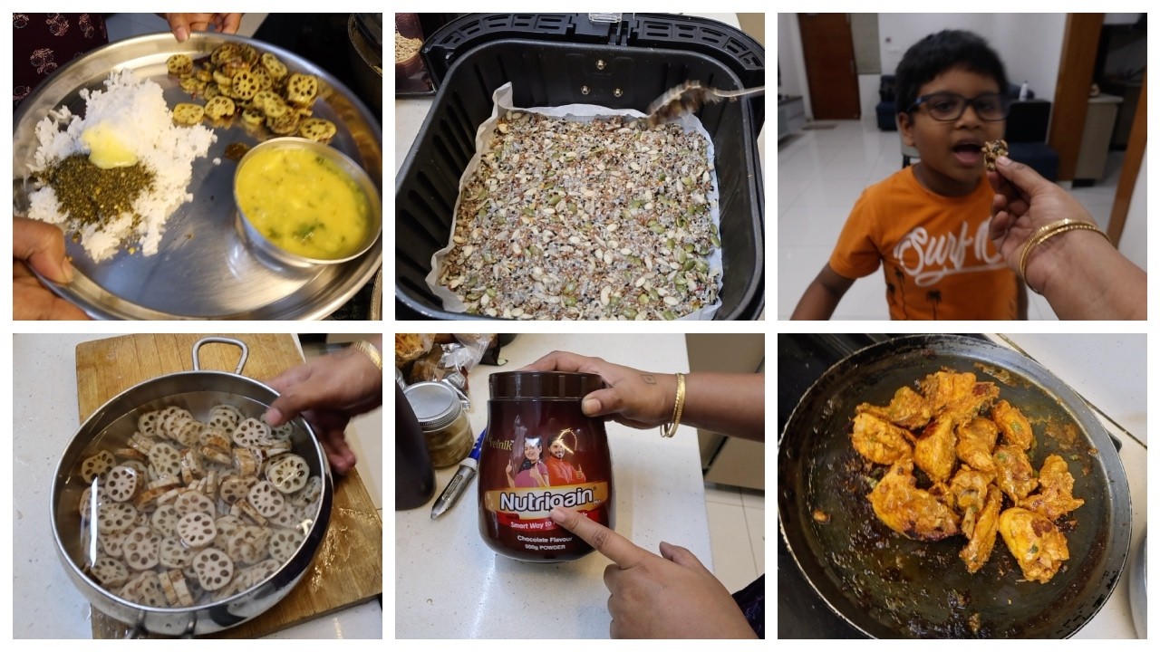 using is most important then buying | Lunch routine | lotus stem fry | Seed Crackers in air frier