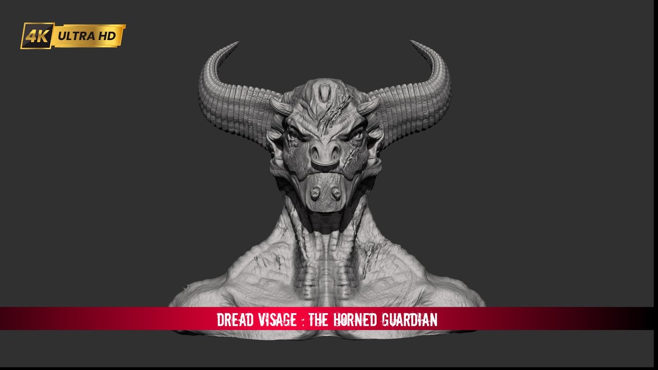 Dread Visage: The Horned Gaurdian | Z brush | Render | #cgi #zbrush #modelling #3d