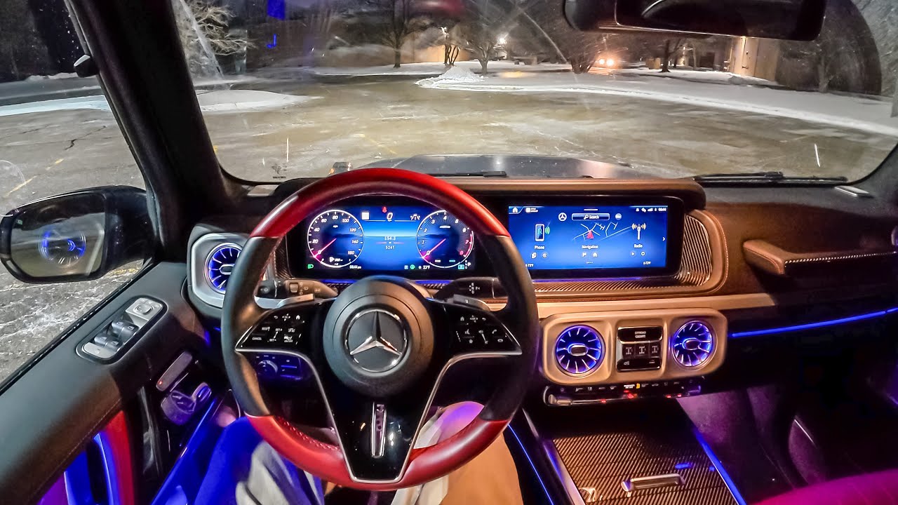 2025 Mercedes-Benz G550 - POV Snowy Night Drive (Binaural Audio)