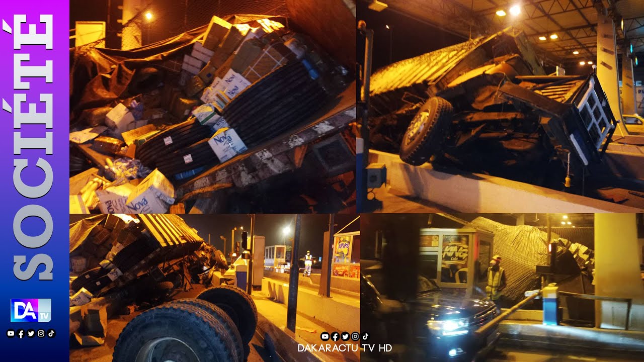 Accident sur le péage (Toglou): un camion tombe sur une cabine de péage rapido