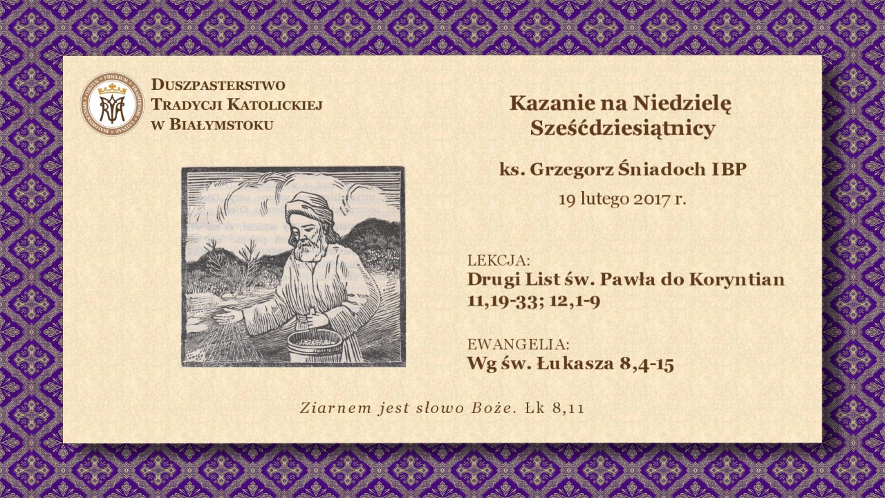 KRÓTKI ZBIÓR ZASAD ŻYCIA CHRZEŚCIJAŃSKIEGO – ks. Grzegorz Śniadoch IBP – 19 lutego 2017 r.