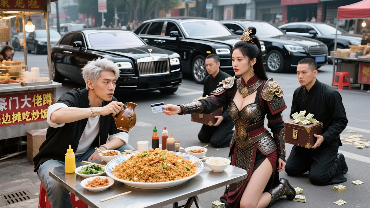 惡霸挑釁踹翻燒烤小夥的攤位，怎料小夥一個電話竟讓4大天王親自趕來跪地迎接，美女總裁更是求着嫁給他！