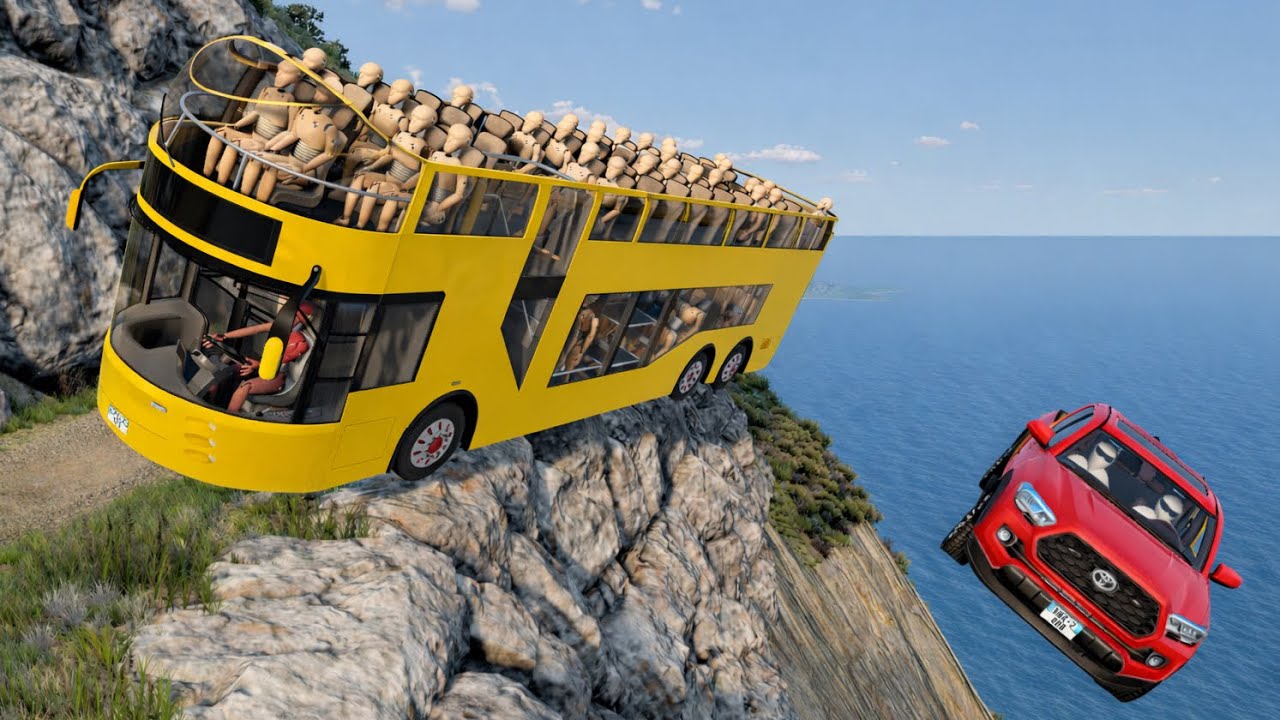 Dangerous Bus Drive on a Cliff Road! 😱🔥-BeamNG.drive#249 