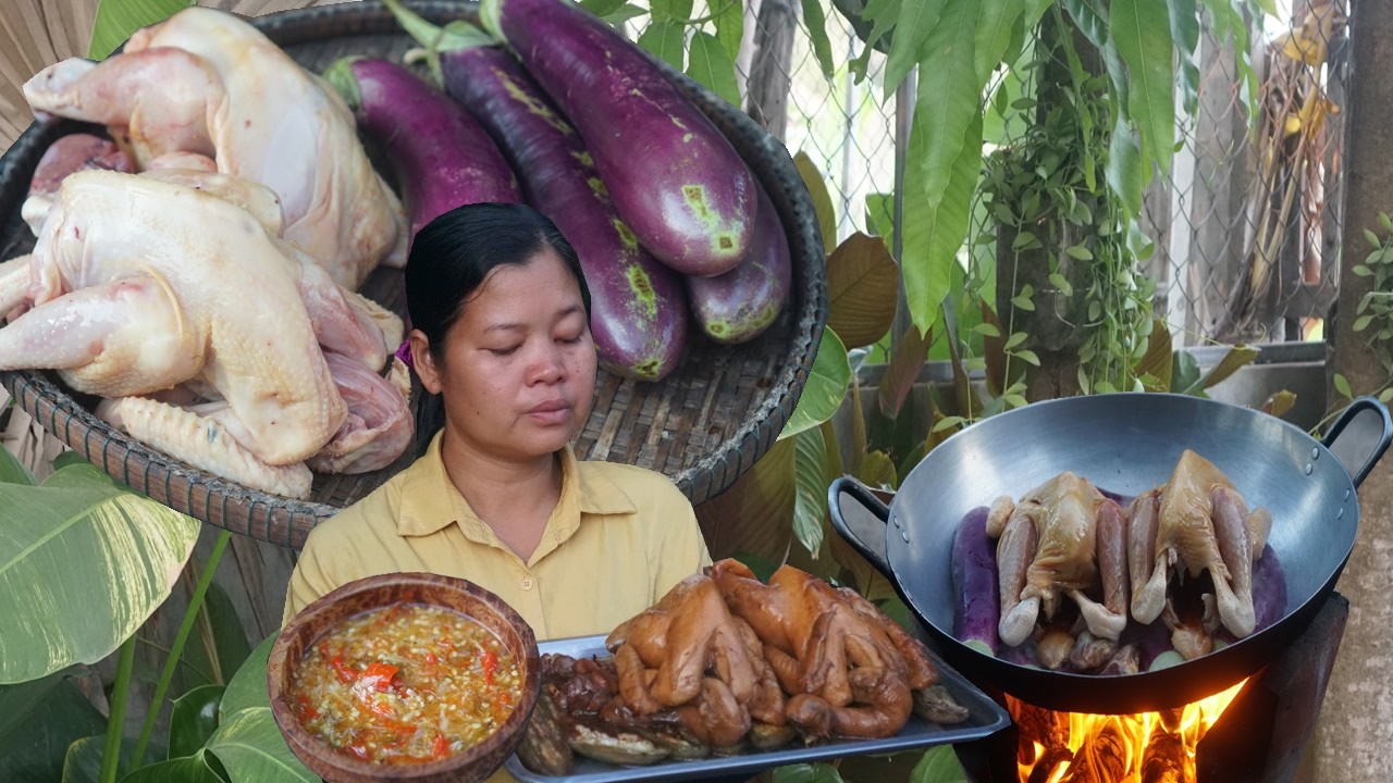 Delicious Roasted Chicken with Eggplant and Spicy Chili Sauce Easy recipe