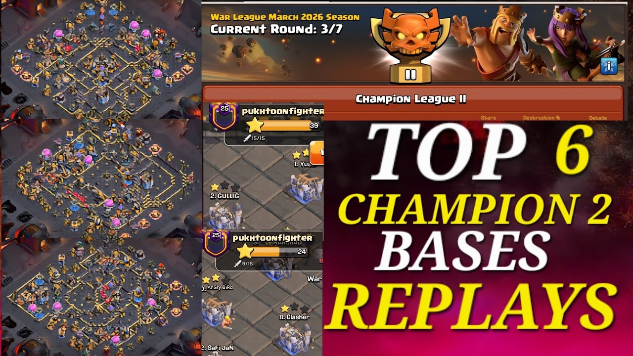 🏆 Top 6 TH18 Bases That DEFEND in Champion 2 League!These TH18 Bases Are defends in Champion 2#coc 