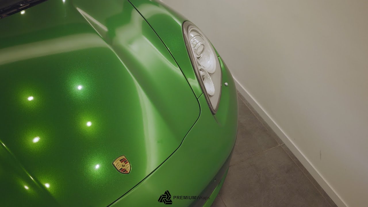 Porsche Panamera S wrapped in Avery Dennison Gloss Radioactive Green