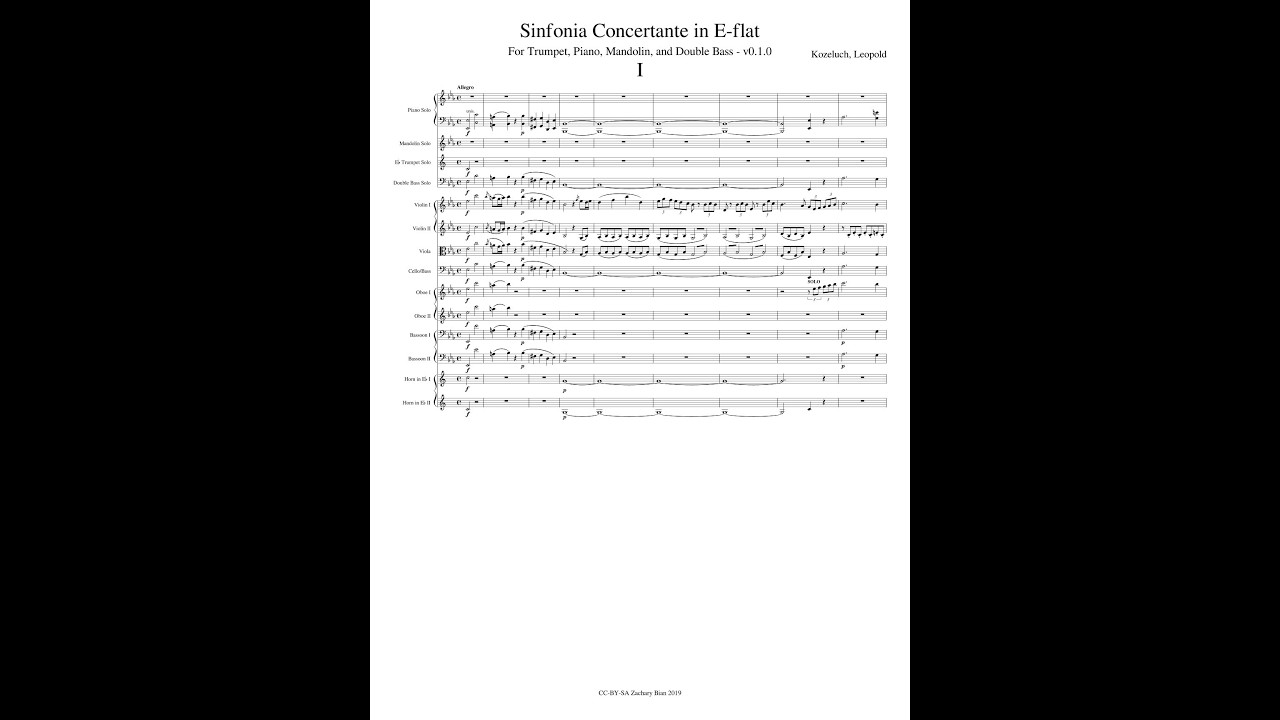 Leopold Koželuch – Sinfonia Concertante (mandolin, trumpet, double bass, piano & orchestra)