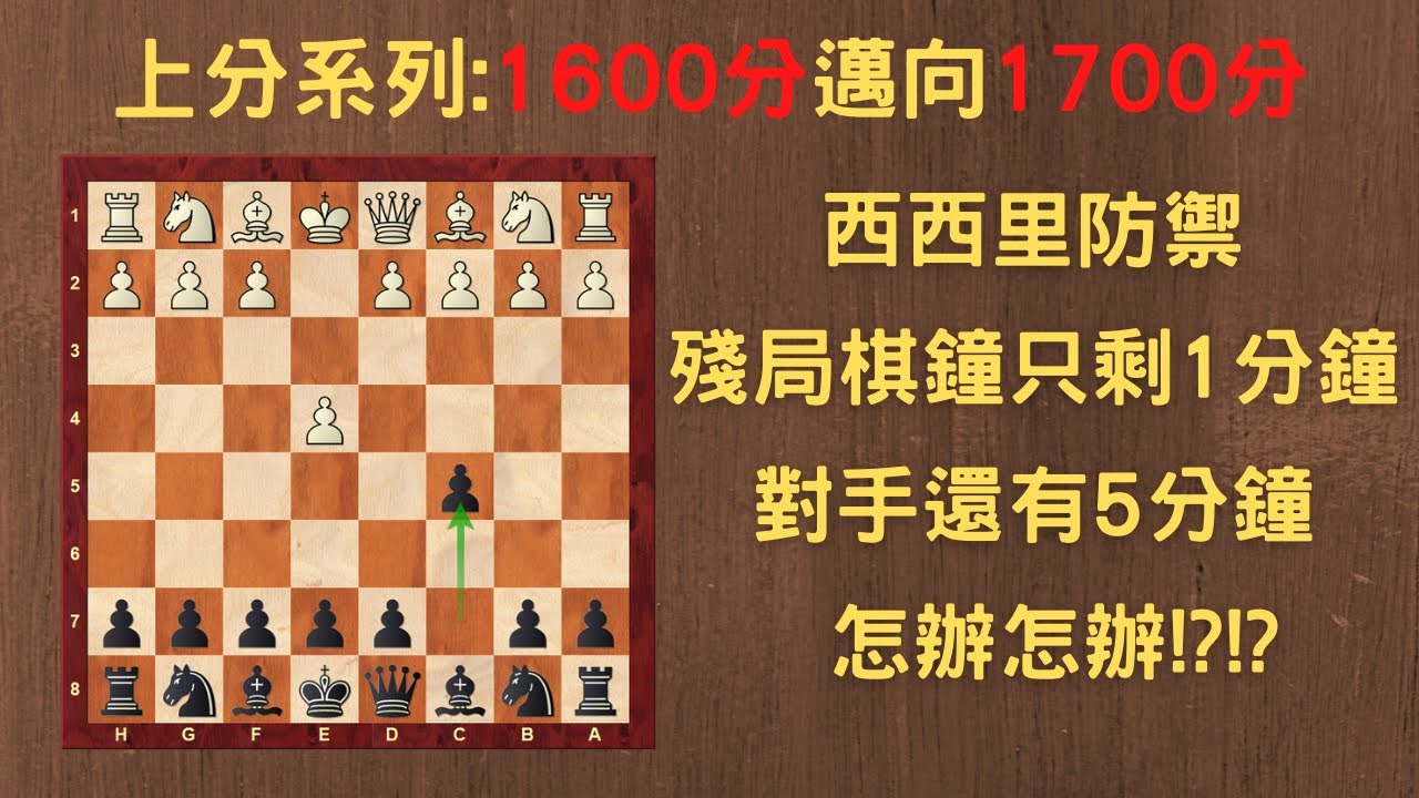 【Rey的西洋棋】西西里防禦 殘局棋鐘只剩1分鐘 對手還有5分鐘!?!?| 国际象棋 | Chess