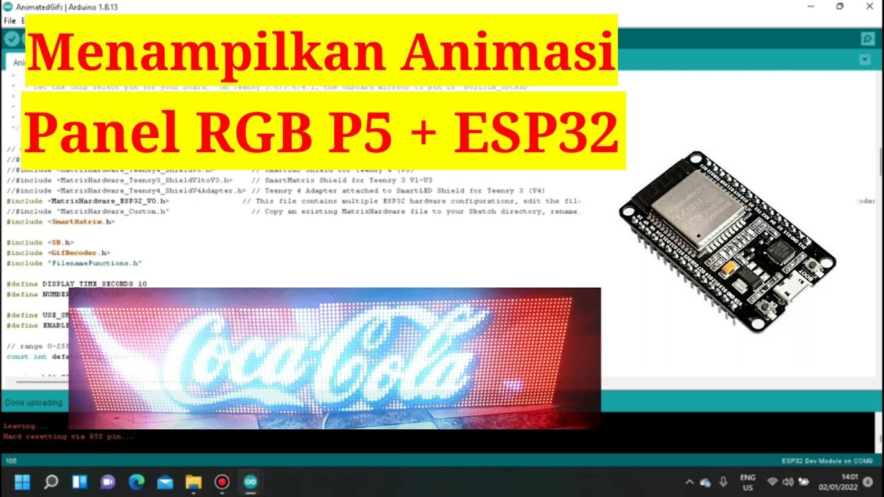Cara Menampilkan Animasi .GIF Di Panel RGB Matrix + ESP32 + SDCARD