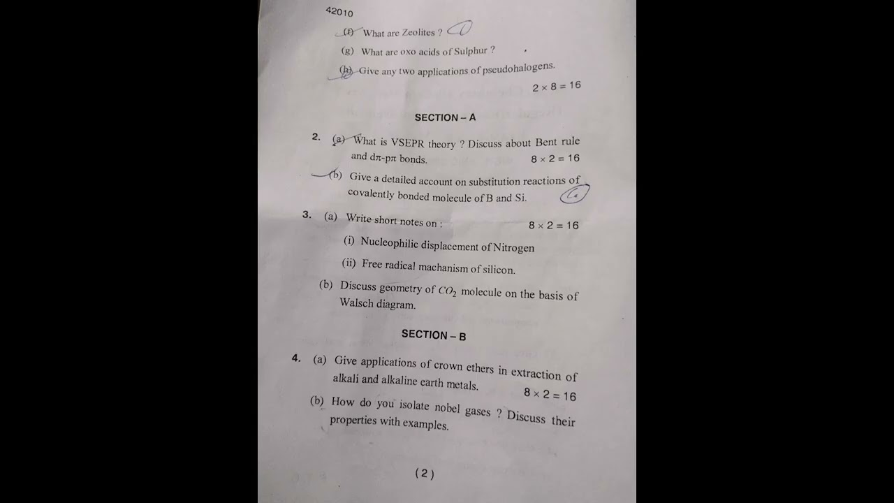 Msc final year .... chemistry of main group elements question paper #igu university