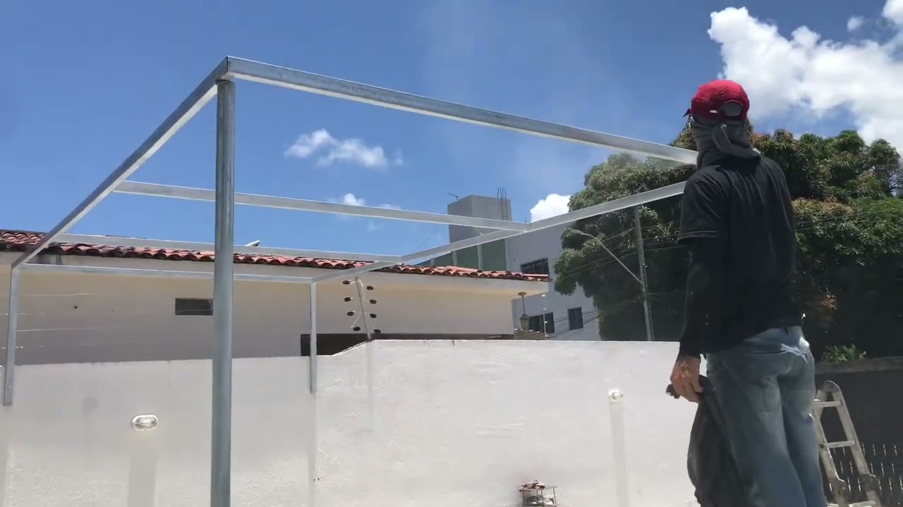 Como fazer uma coberta pra sua garagem #viral #metalurgica #pintura #estruturametalica