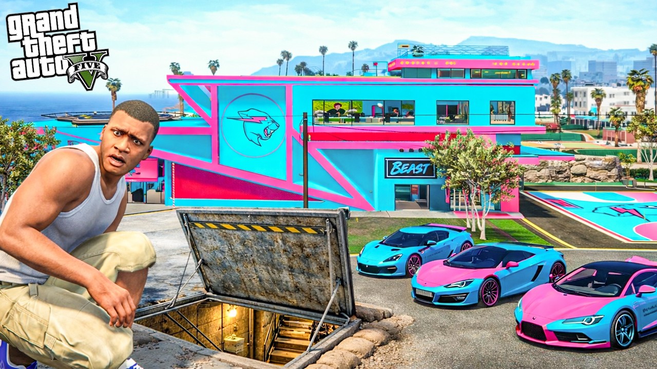 Franklin CONSTRUIT le QG de MrBeast avec ses VOITURES DE LUXE Personnelles | GTA 5 Mods
