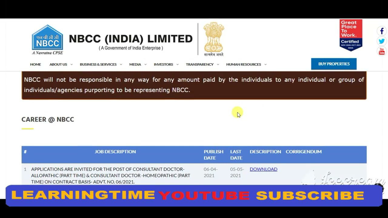 NBCC Recruitment 2021 | NBCC  General Manager, Project Manager, Steno Post Vacancy 2021