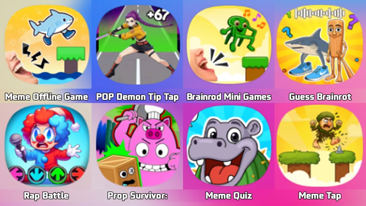 Meme Offline Game Box, Pop Demon Tip Tap Challenge, Brainrot Mini Games, Guess Brainrot Challenge