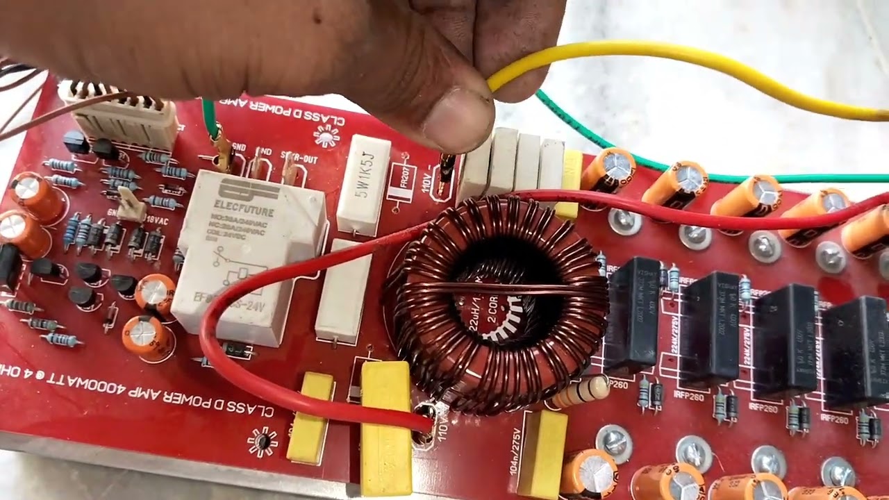 class D 4K5 5000 watt amplifier testing with connection details