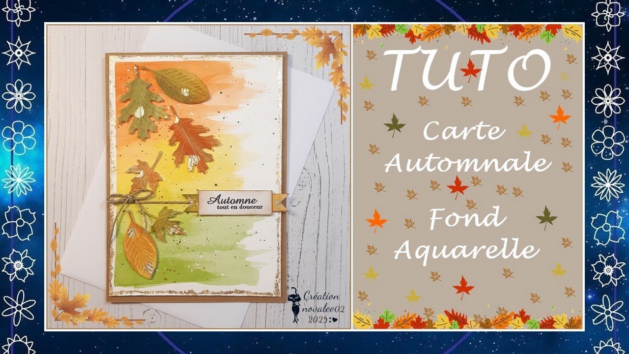 TUTO🧡 Carte Automnale 🍂(1)🍁fond Aquarelle 🎨