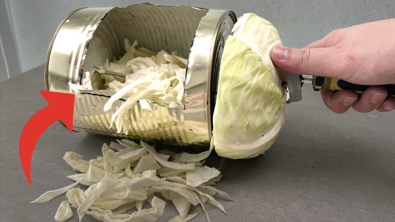 🔥 Теперь я никогда не выбрасываю алюминиевую банку! Гора шинкованной капусты за секунду!