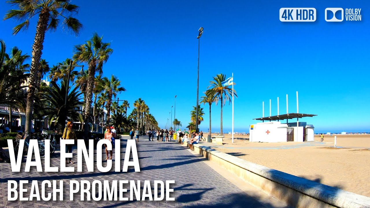 Valencia Beach, Playa de la Malvarrosa - 🇪🇸 Spain [4K HDR] Walking Tour