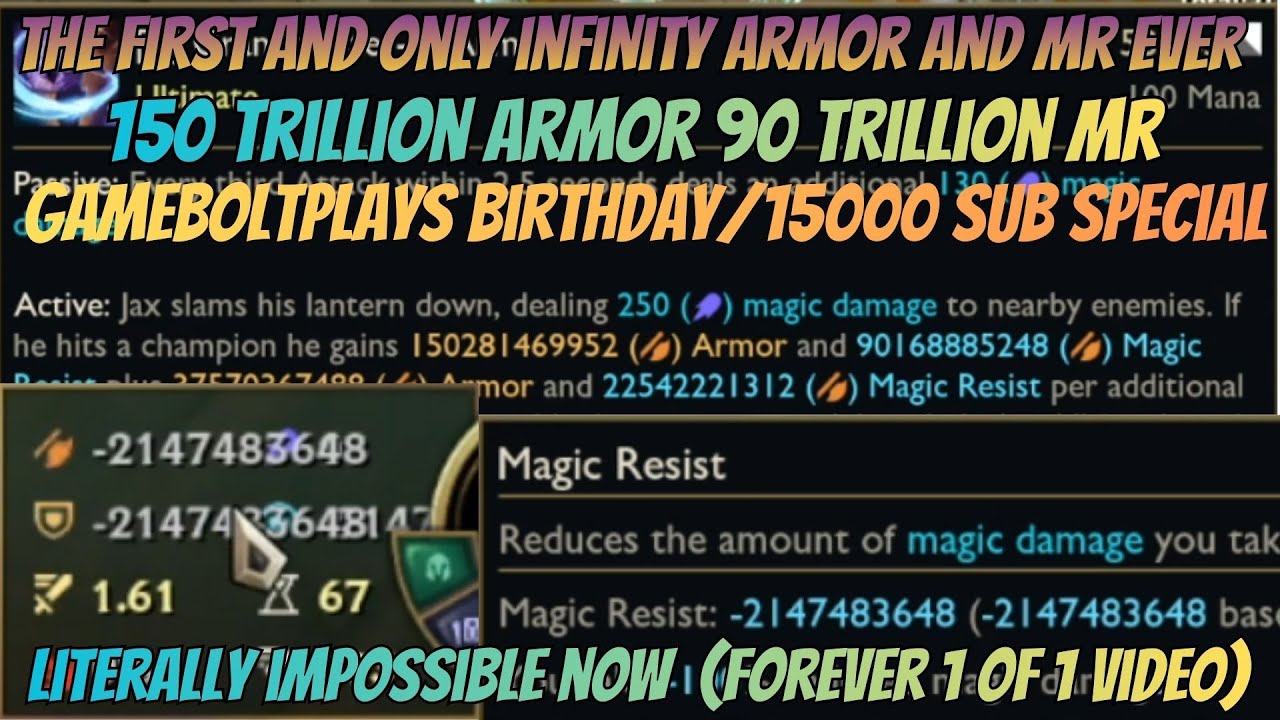 1 of 1 Infinity Game – 150 Trillion Armor & 90 Trillion MR (15K Sub Special)
