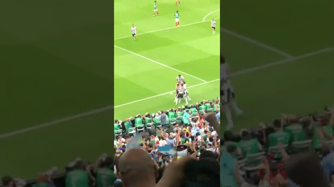 Messi scores against Mexico , and his fathers reaction after goal . WC2022 Qatar .