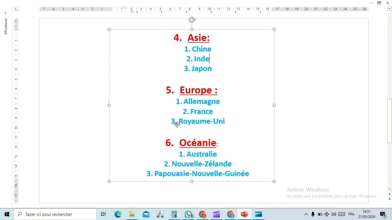 G E D CLASSEMENT GEOGRAPHIQUE DES PAYS ET LES VILLES