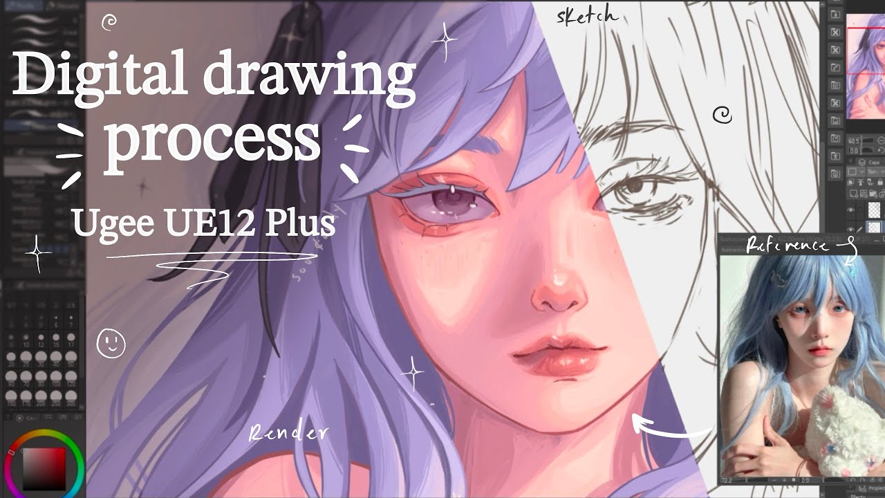 ✧₊⁺ proceso de dibujo digital ⁺₊✧ w/ Ugee UE12 Plus // sour.c.andy #ugeeue12 #drawwithugee #ugee