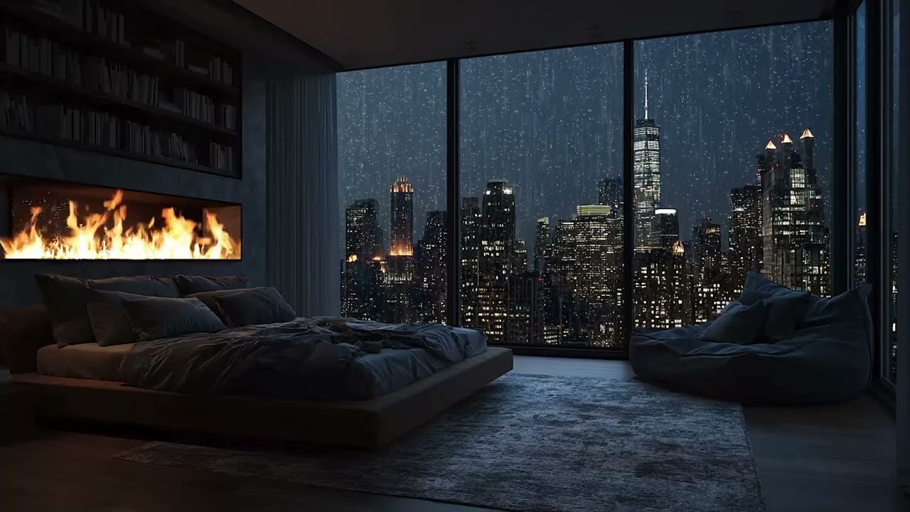 3 Hours Soft Piano & Rain on Window 🌙 Cozy Night for Relaxation
