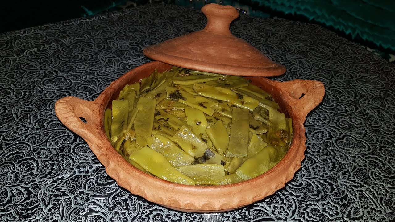 tajine haricot plat _طاجين الفاصوليا الخضراء باللحم من الذ ما يكون
