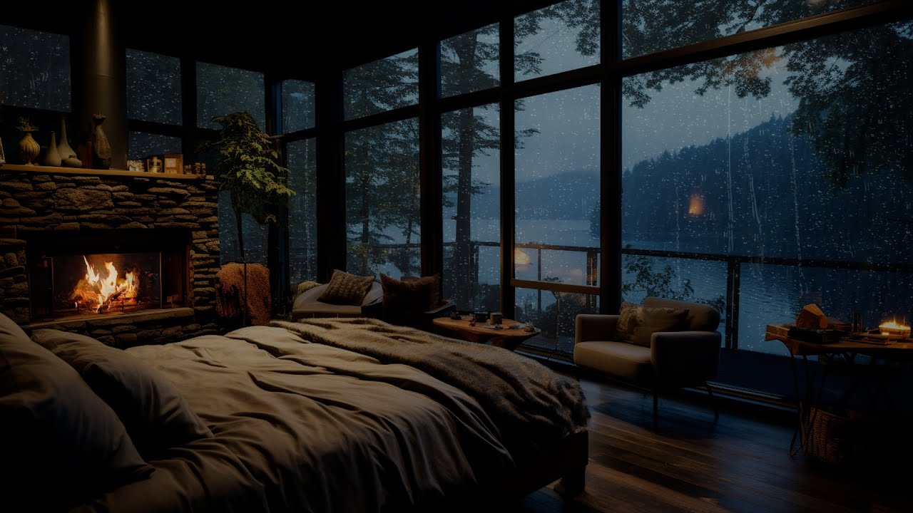 The View Of The Dark Room And The Sound Of Rain In The Forest Make You Sleepy Immediately