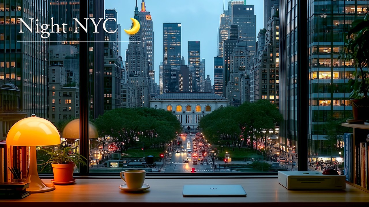 Spring Night in NYC 🌸 Bryant Park & Library | 4 Hours Jazz