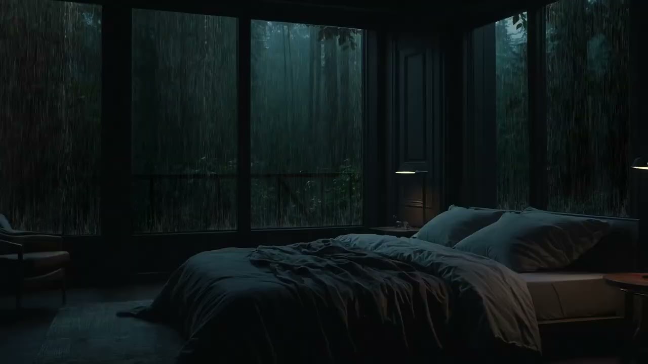 Pure Heavy Rain at the Bedroom Window | No Music, Just Rain