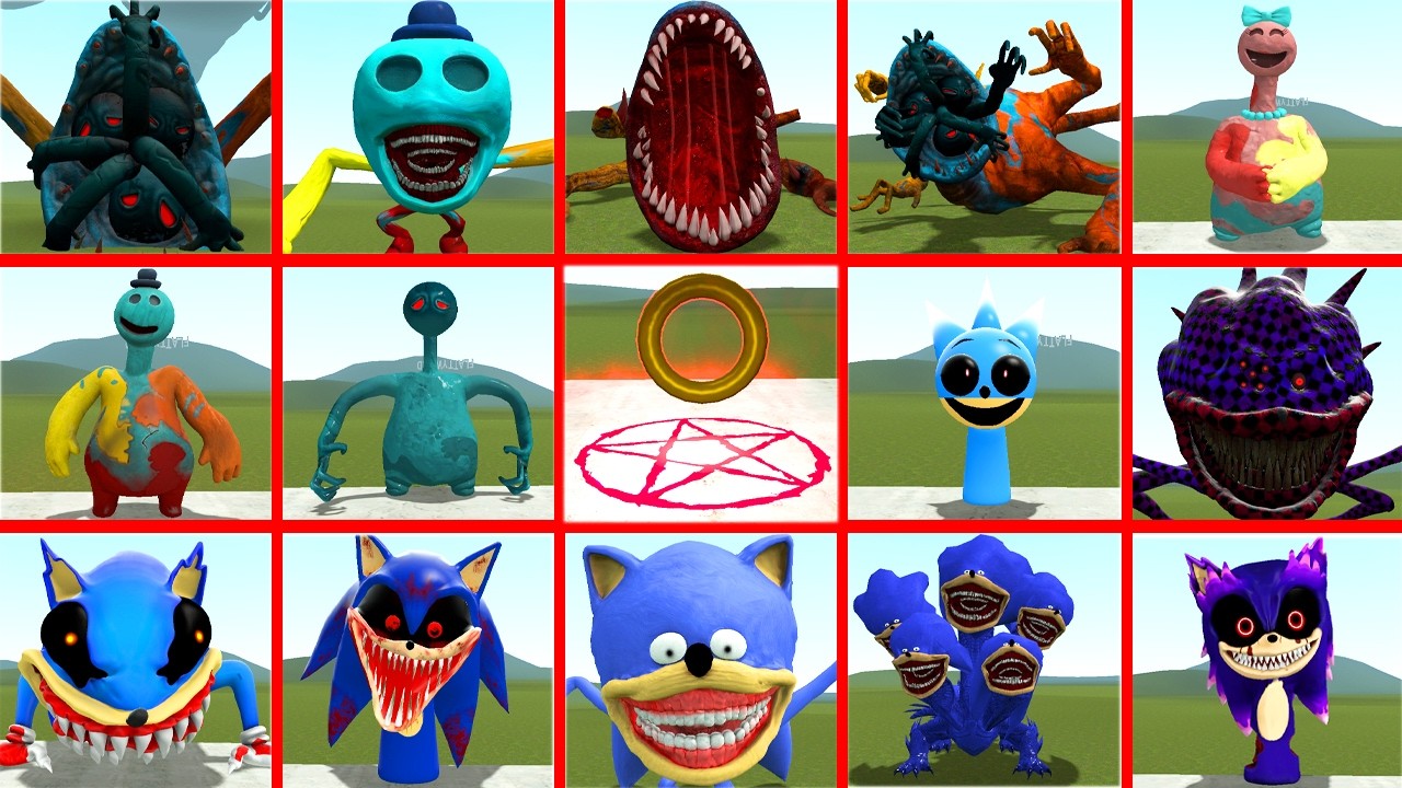 NEW EVOLUTION SPRUNKI SONIC TAPES CURSED VS ALL DOEY POPPY PLAYTIME 5 PHASES 1-10 In Garry's Mod