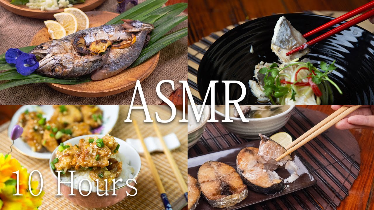 10 Hours of ASMR Fish Cooking | Relaxing Seafood Recipes for Sleep & Study (No Talking)