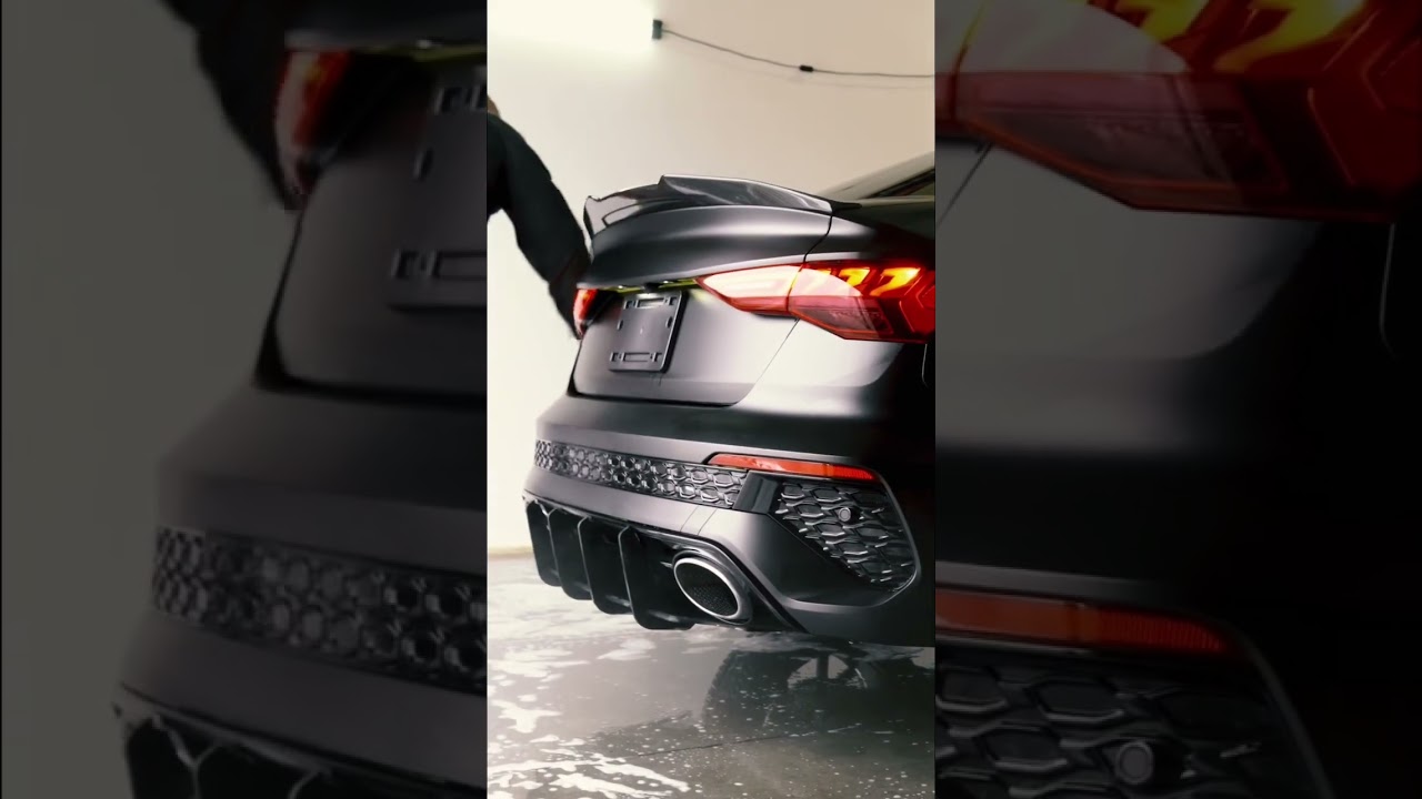 Audi RS3 2023 года ~ Желтый ➡️ Полная оклейка виниловой пленкой Matte Phantom Black #audirs3 #vin...