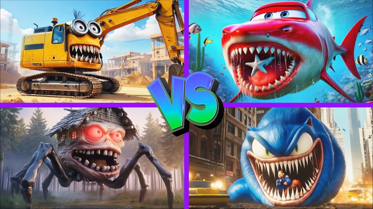 Червь Соник🆚Акула Маккуин🆚Экскаватор Миньон🆚Голова Дома - Tiles Hop EDM Rush 🎶