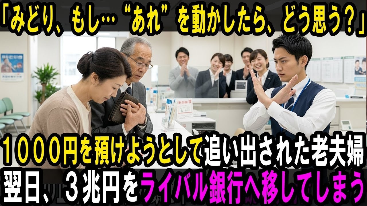 １０００円札一枚預けようとして追い出された老夫婦は、翌日突如、３兆円をライバル銀行へ移し・・・