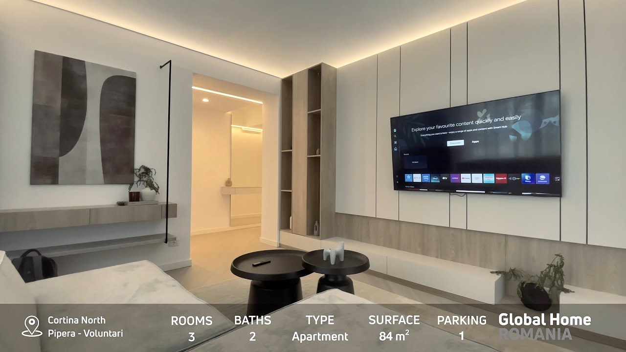 📍 Cortina North - Pipera - Voluntari | Designer 3 Rooms Apartment + Terrace + Parking | Global Home