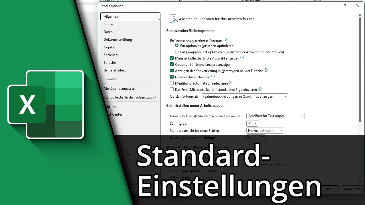 Excel Einstellungen zur&uuml;cksetzen ✅ Tutorial