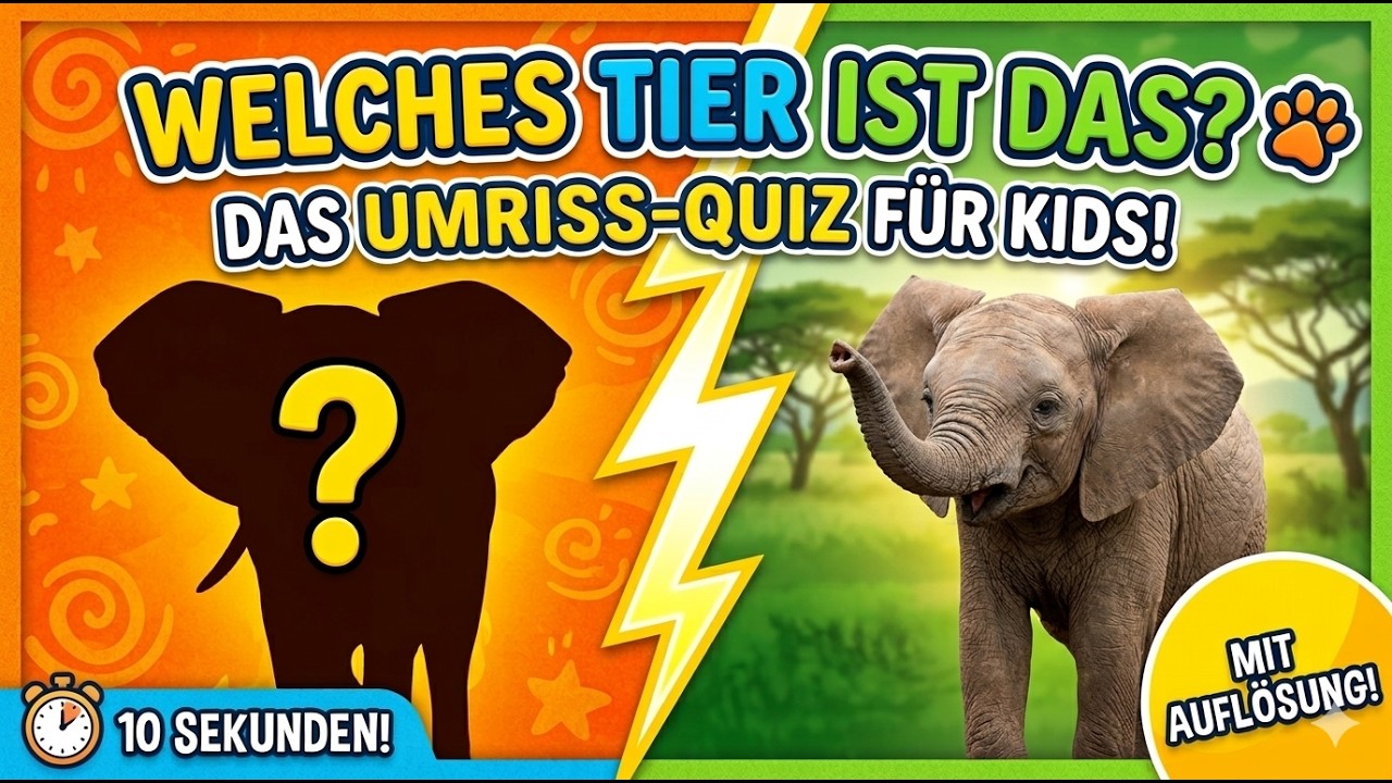 Welches Tier ist das? 🦁 Umriss-Quiz für große und kleine Kinder