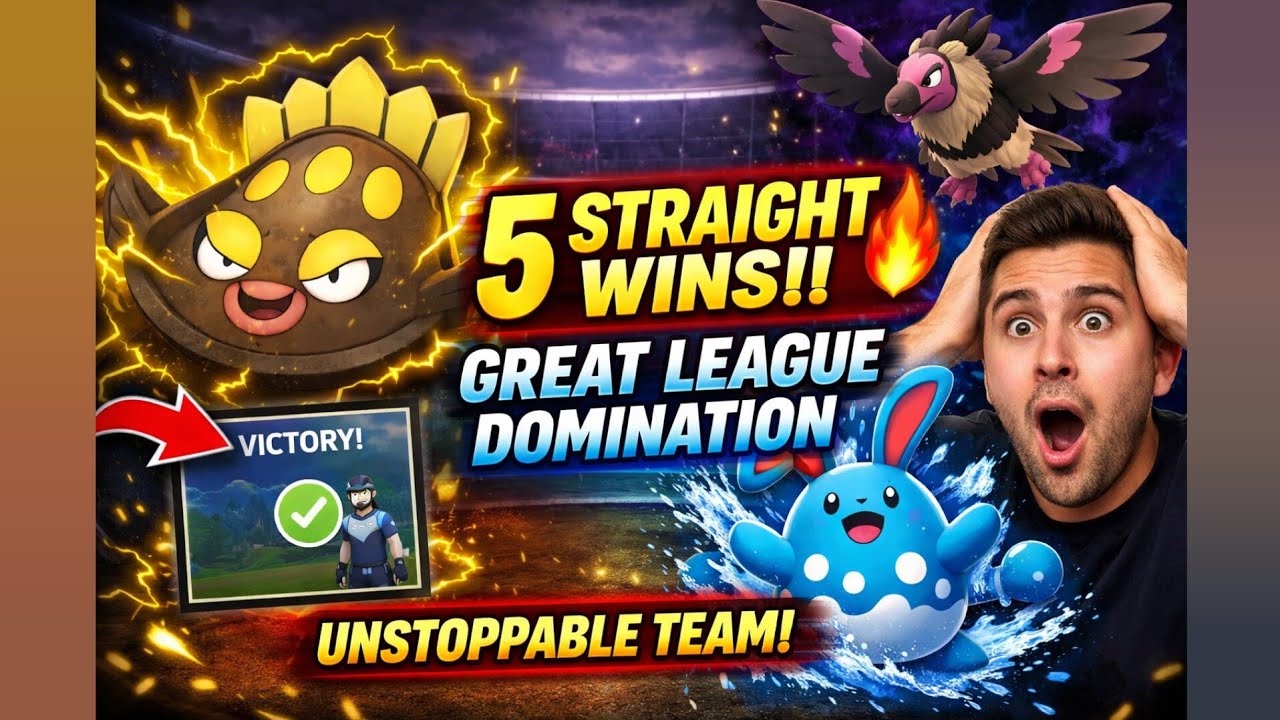 5 STRAIGHT WINS in Great League! 😱 Stunfisk + Azumarill Core is BROKEN!