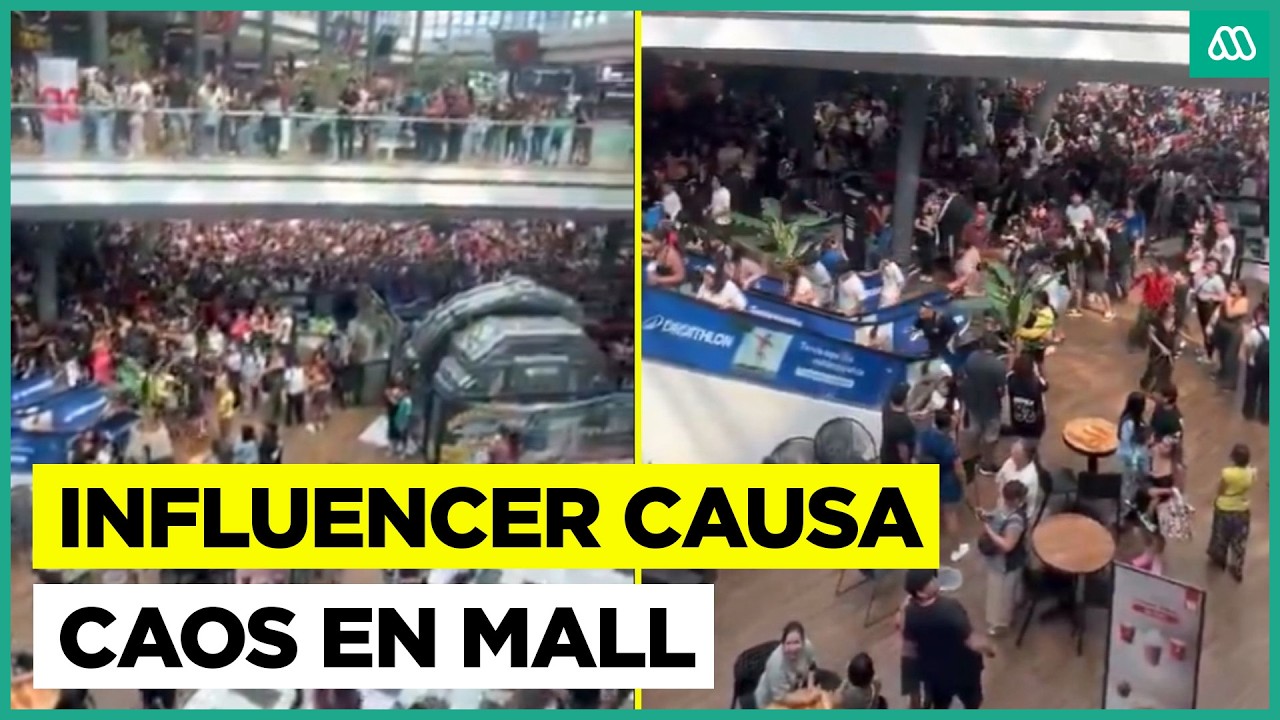 Caos en mall de Santiago por influencers que lanzaron dinero en efectivo:Evento no estaba autorizado