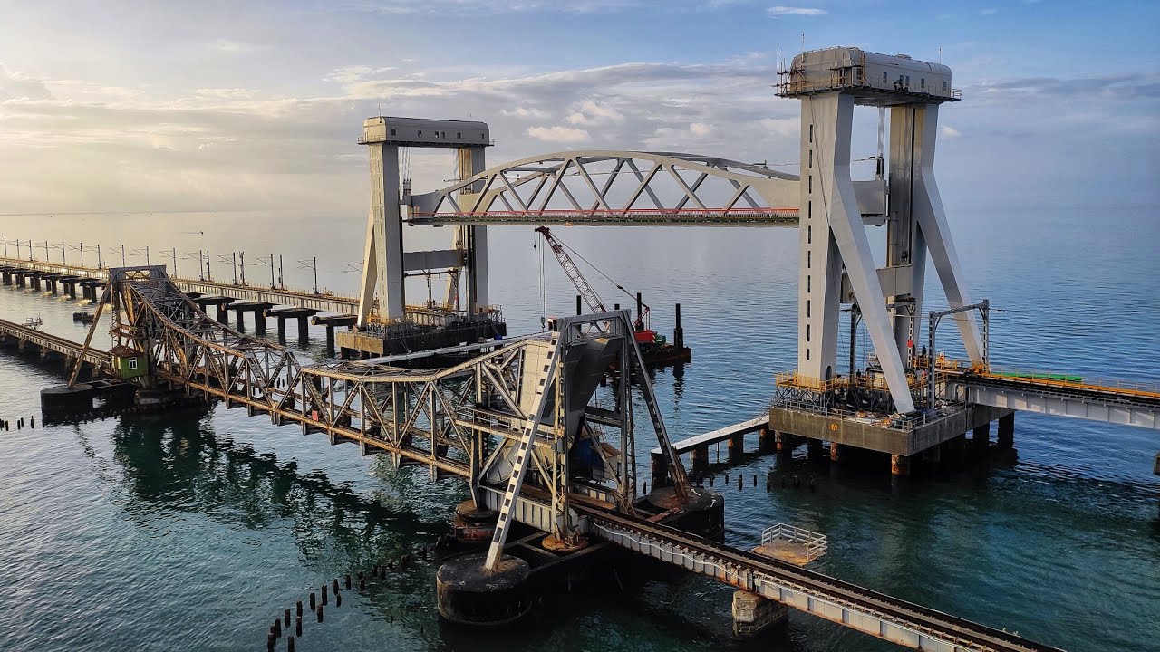 New Pamban Rail Bridge Construction Updates!!! || Pillars removing from Sea