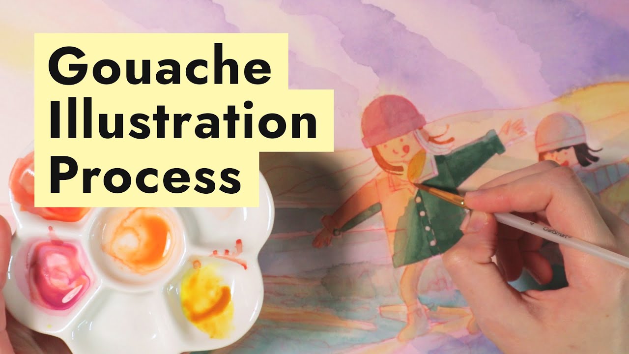 Gouache Children's Book Illustration Process ☀️ Coastal Sunrise